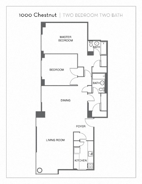 a floor plan of two bedroom two bath apartment